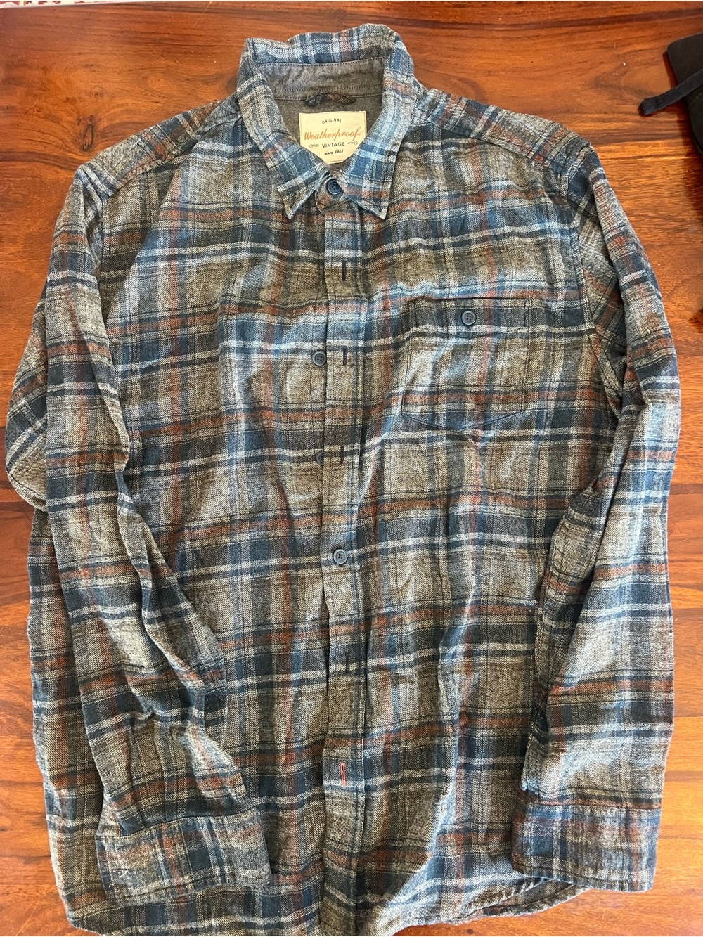 Weatherproof Men’s Plaid Button-Up Shirt in Gray, Blue, Brown